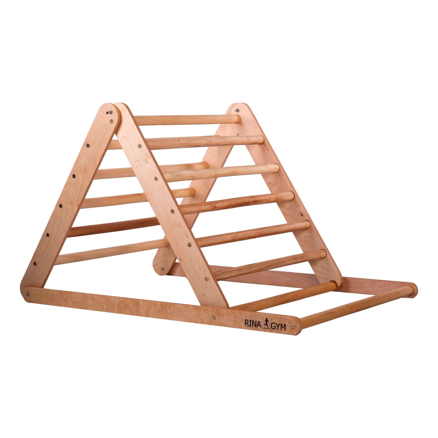 Klimdriehoek L met kippenladder, naturel hout