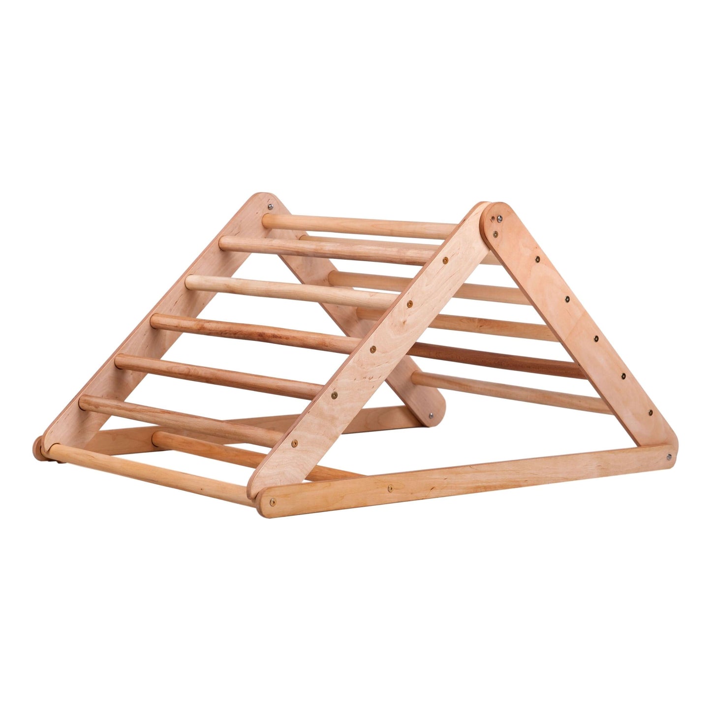 Klimdriehoek L met kippenladder, naturel hout