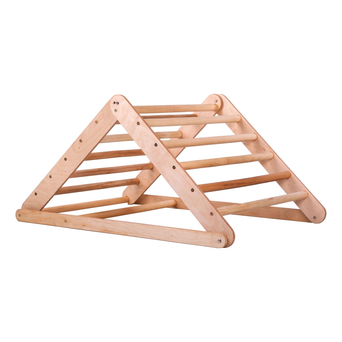 Klimdriehoek L met kippenladder, naturel hout