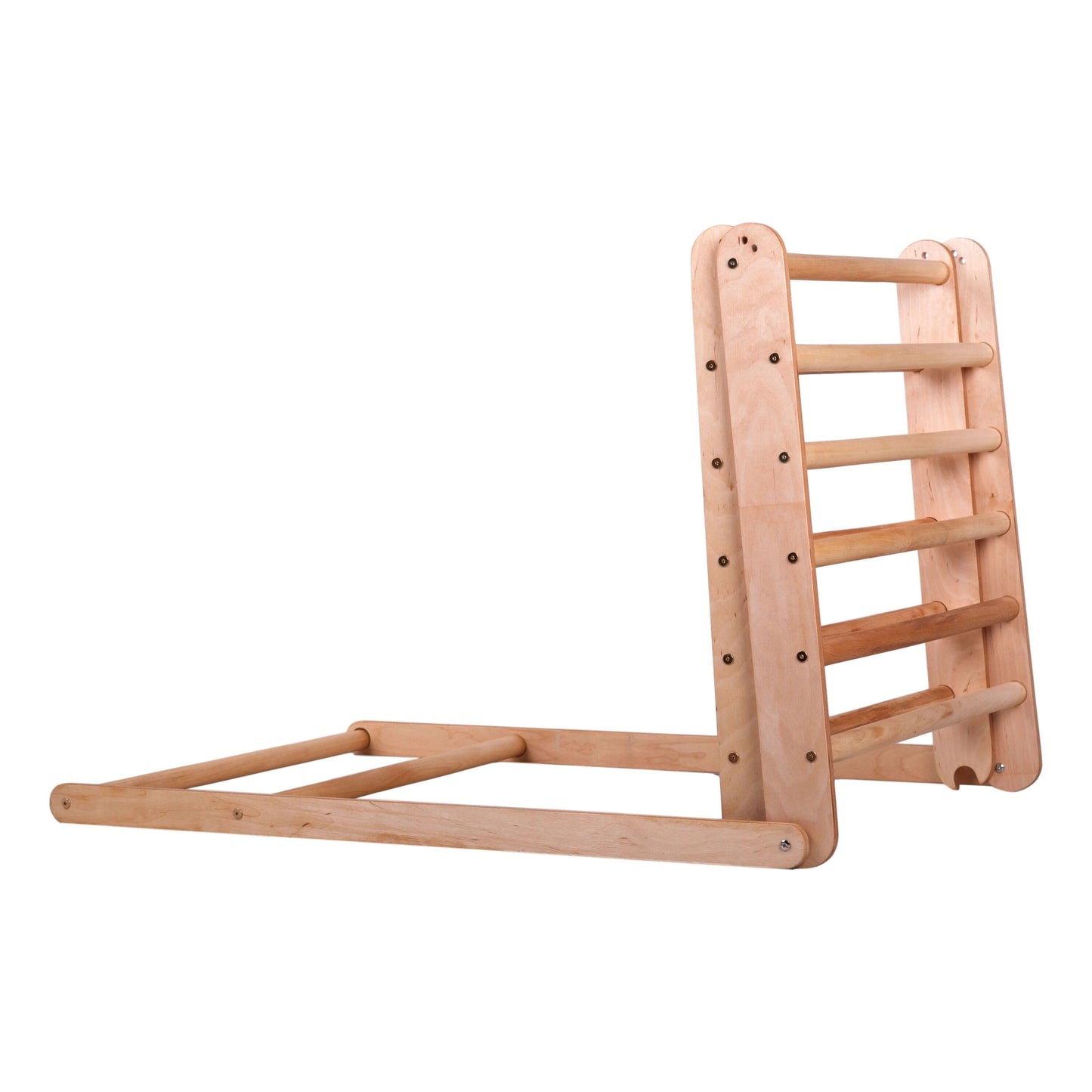 Klimdriehoek L met kippenladder, naturel hout