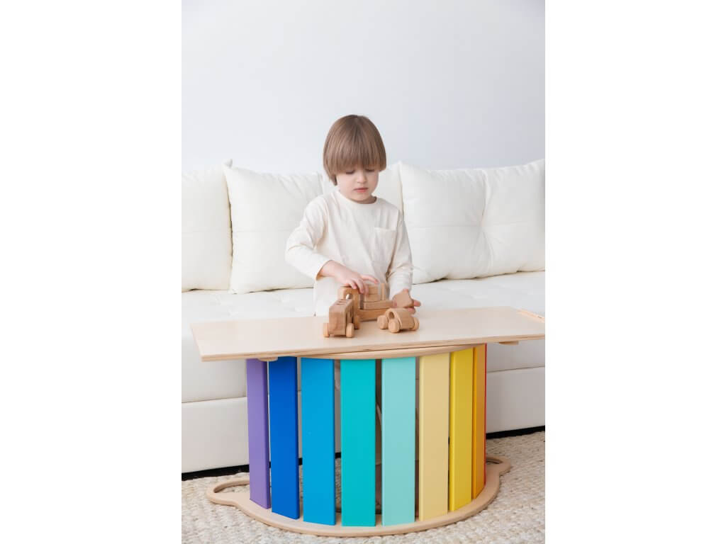 Kinderset klimboog kleurrijk met glijbaan/ladder & stoel