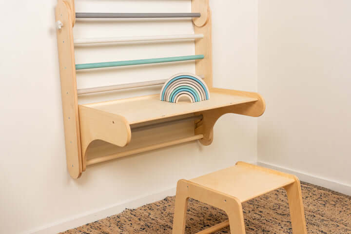Table & chair for wall bars