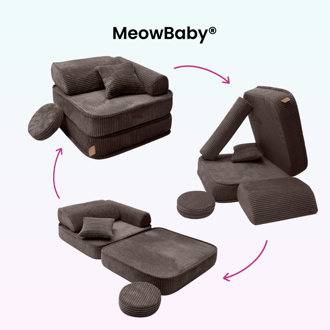 Kindersessel 3-in-1 Ästhetik Cord - Faltbare Kindercouch & Spielmatratze - Classic Cord Edition
