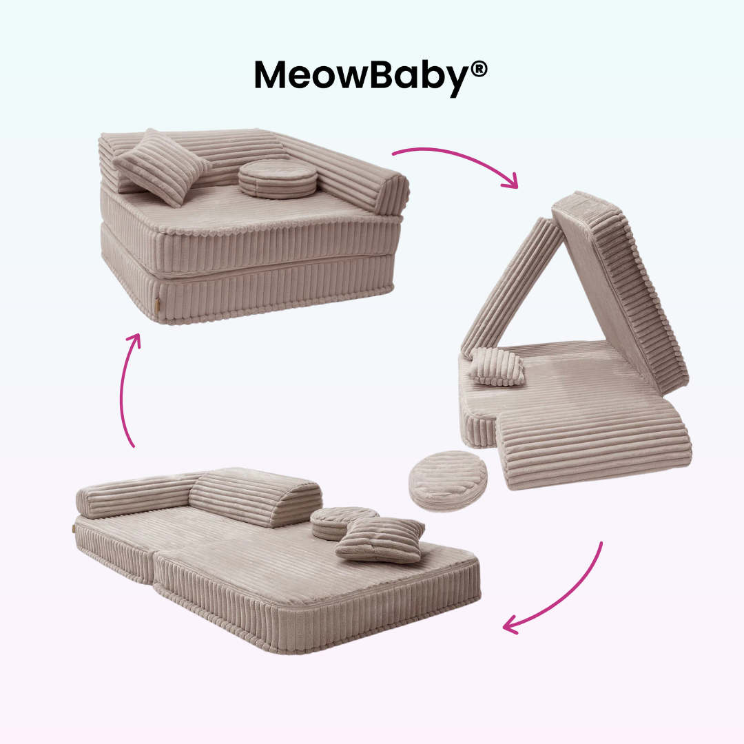 Kindersessel 3-in-1 Churros - Faltbare Kindercouch & Spielmatratze - Plüschcord Edition