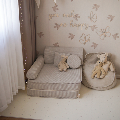 Kindersessel 3-in-1 Ästhetik Cord - Faltbare Kindercouch & Spielmatratze - Classic Cord Edition