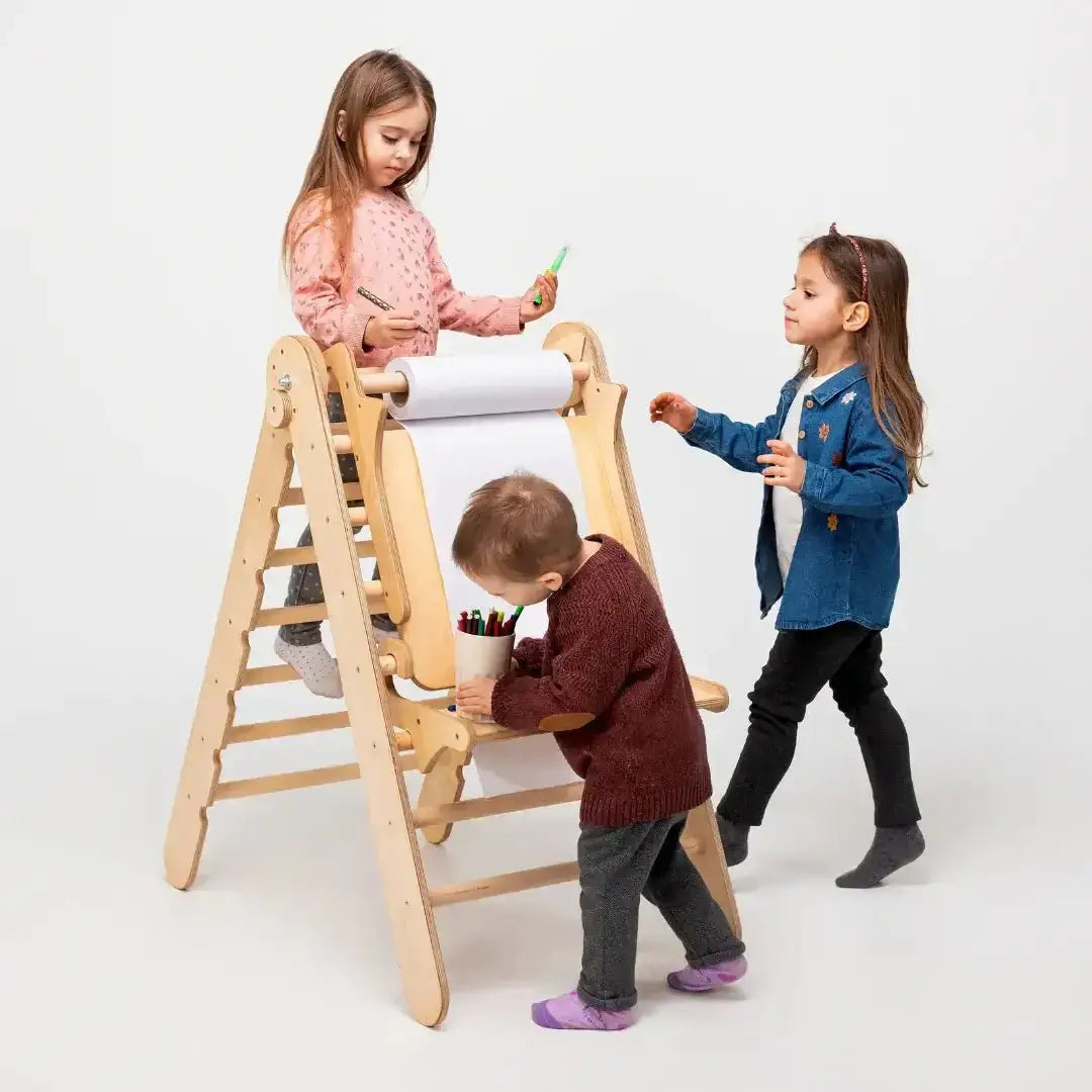 5in1 Montessori climbing set: climbing triangle + climbing arch + slide + cushion + art addition
