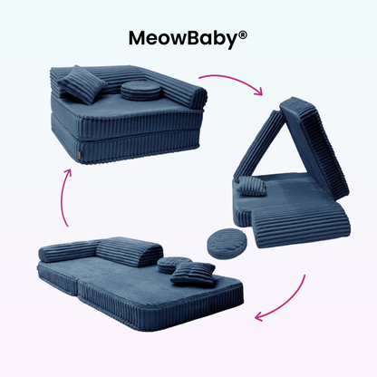 Kindersessel 3-in-1 Churros - Faltbare Kindercouch & Spielmatratze - Plüschcord Edition
