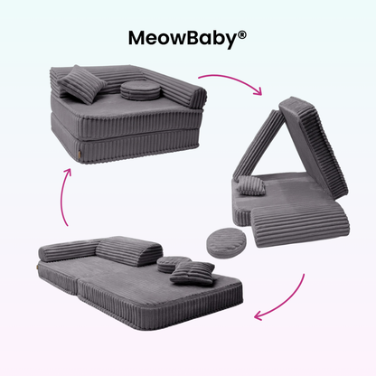 Kindersessel 3-in-1 Churros - Faltbare Kindercouch & Spielmatratze - Plüschcord Edition