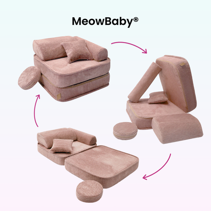 Kindersessel 3-in-1 Ästhetik Cord - Faltbare Kindercouch & Spielmatratze - Classic Cord Edition