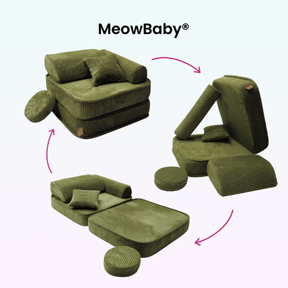 Kindersessel 3-in-1 Ästhetik Cord - Faltbare Kindercouch & Spielmatratze - Classic Cord Edition