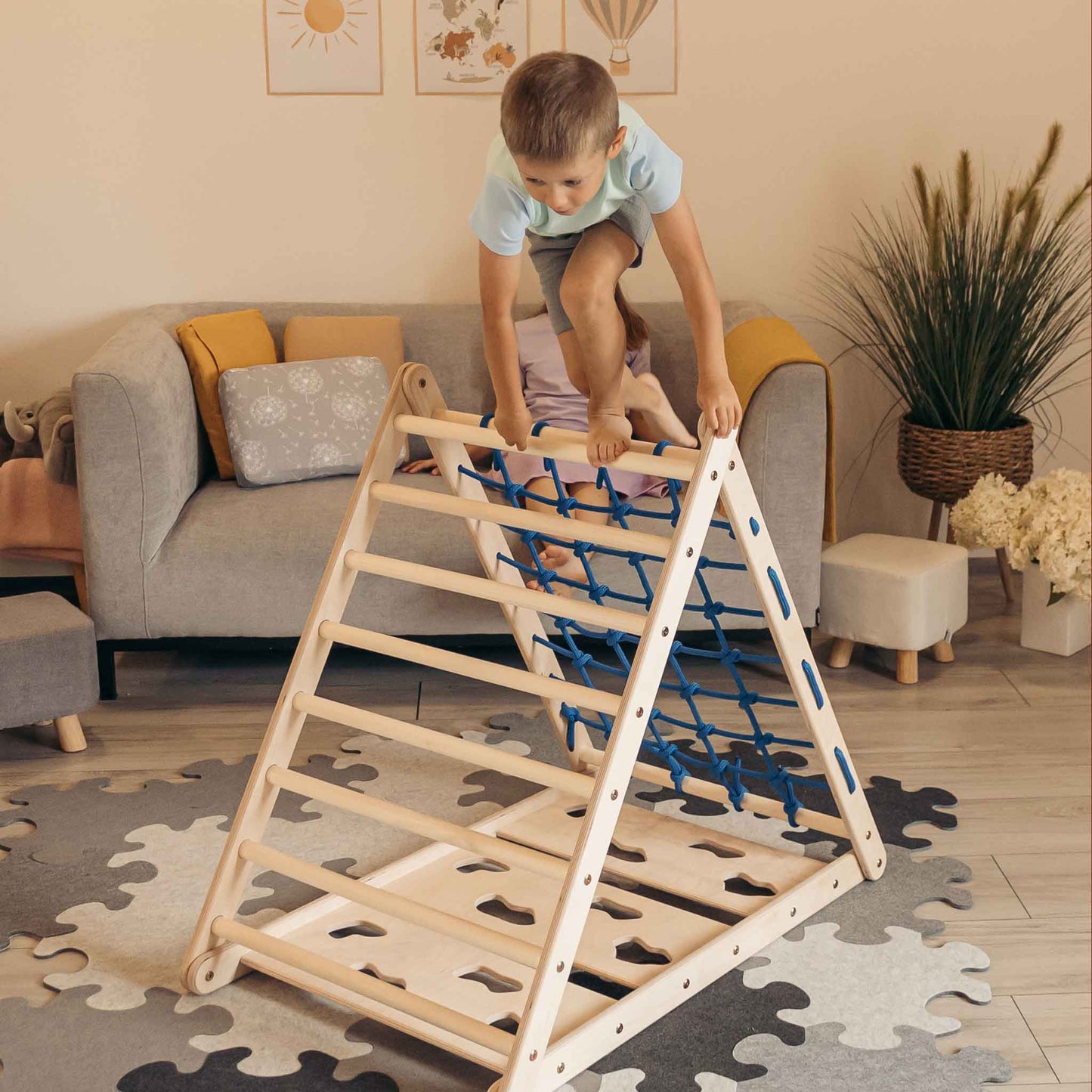 Monkey climbing set - climbing triangle, slide &amp; arch