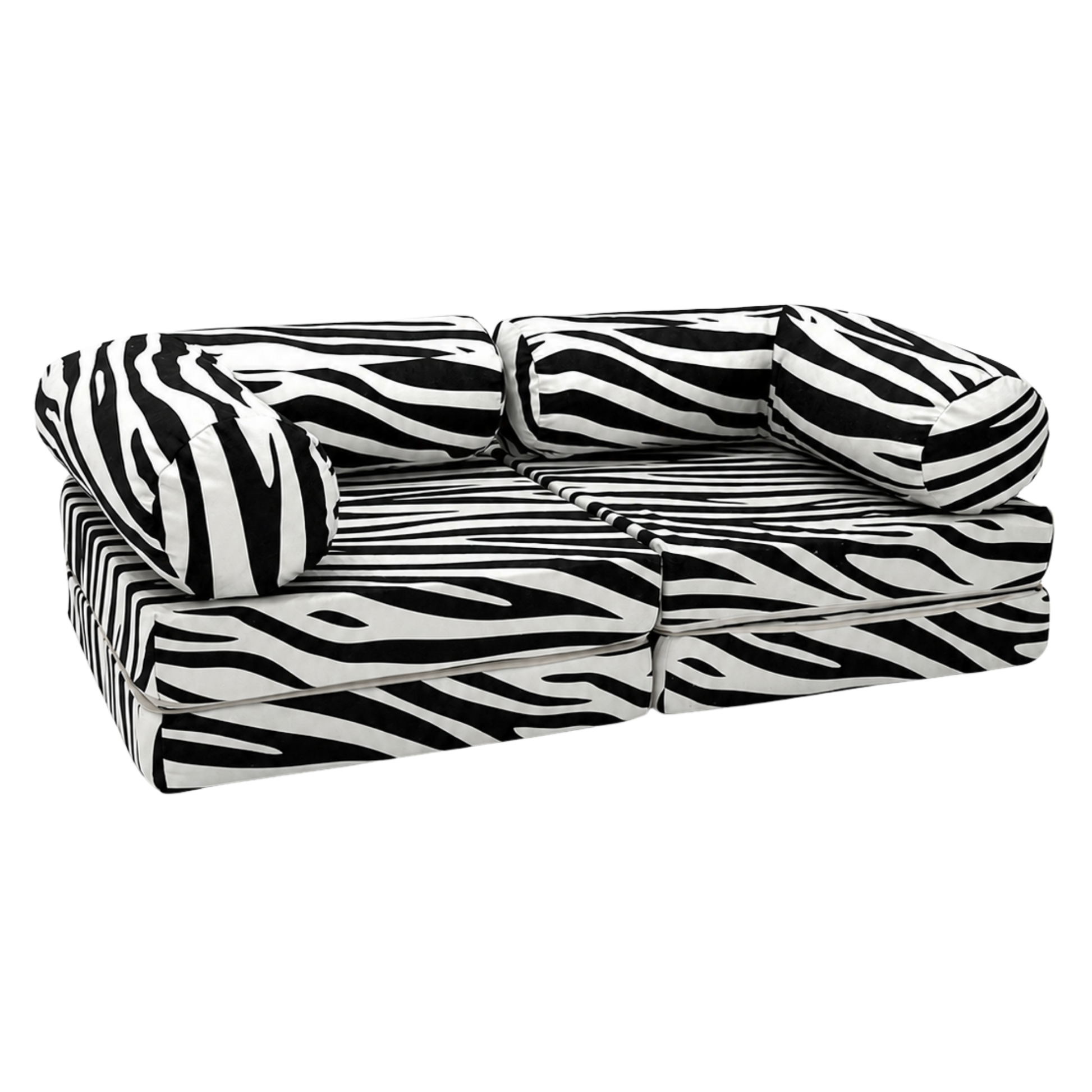 Kindersofa Zebra – kuscheliger Chenille-Bezug in Creme