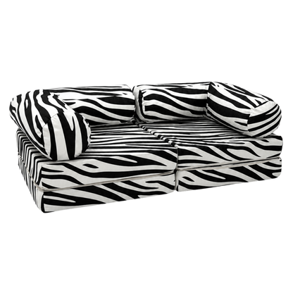 Kindersofa Zebra – kuscheliger Chenille-Bezug in Creme