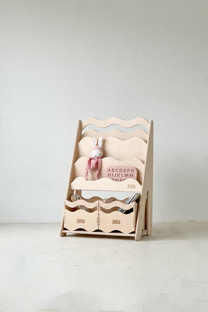 Wooden book and toy shelf "WAVE", various sizes