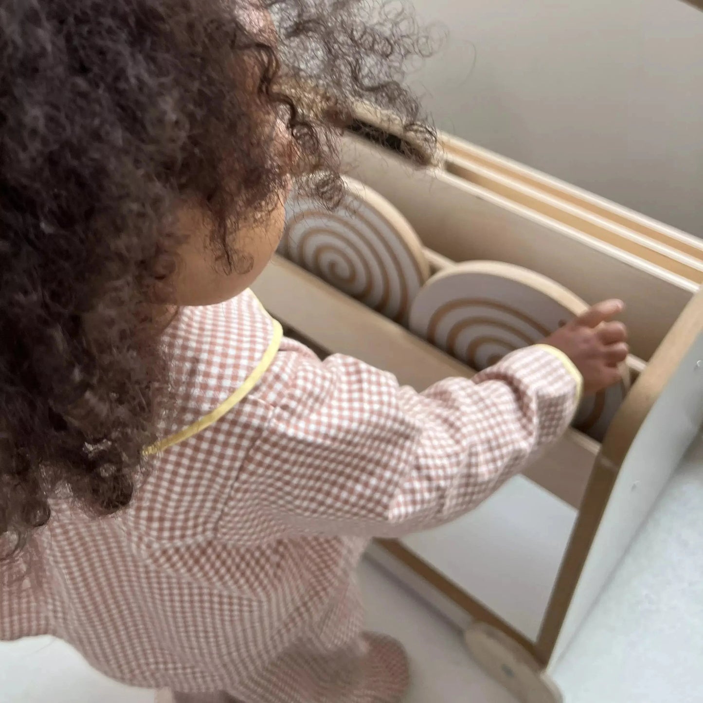 wooden bookcase on wheels