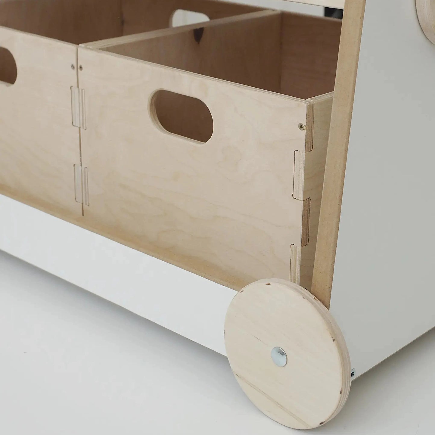 wooden bookcase on wheels