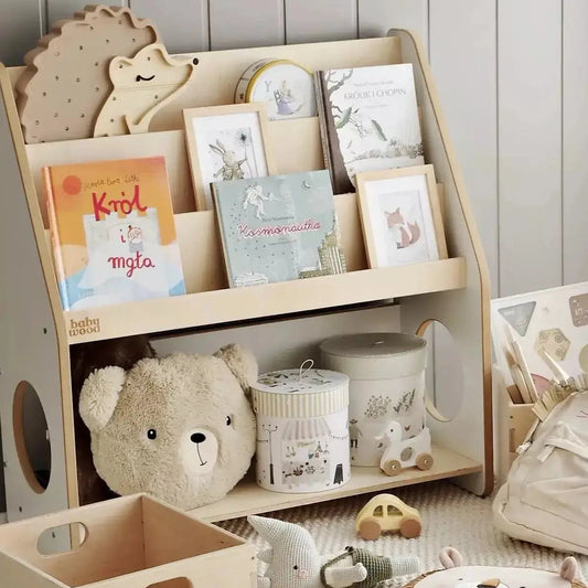Houten boekenkast voor boeken en speelgoed