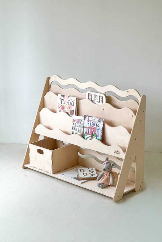 Bücher- und Spielzeugregal "WAVE" aus Holz