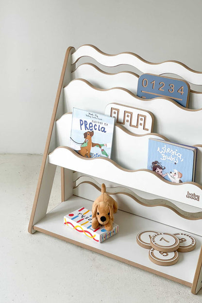 Bücher- und Spielzeugregal "WAVE" aus Holz, versch. Größen