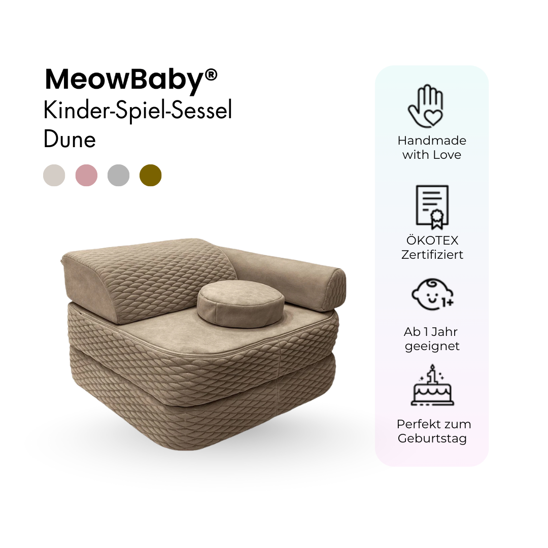 Kindersessel 3-in-1 Dune - Faltbare Kindercouch & Spielmatratze