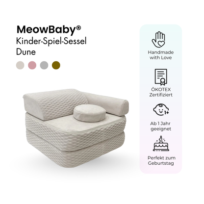 Kindersessel 3-in-1 Dune - Faltbare Kindercouch & Spielmatratze
