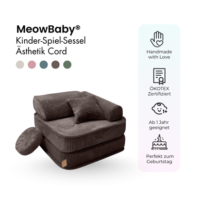 Kindersessel 3-in-1 Ästhetik Cord - Faltbare Kindercouch & Spielmatratze - Classic Cord Edition