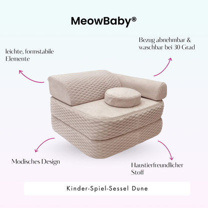 Kindersessel 3-in-1 Dune - Faltbare Kindercouch & Spielmatratze