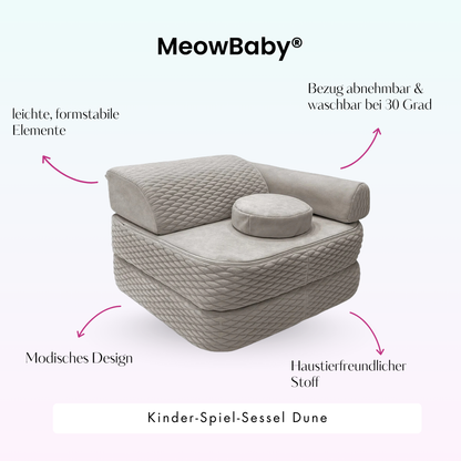 Kindersessel 3-in-1 Dune - Faltbare Kindercouch & Spielmatratze