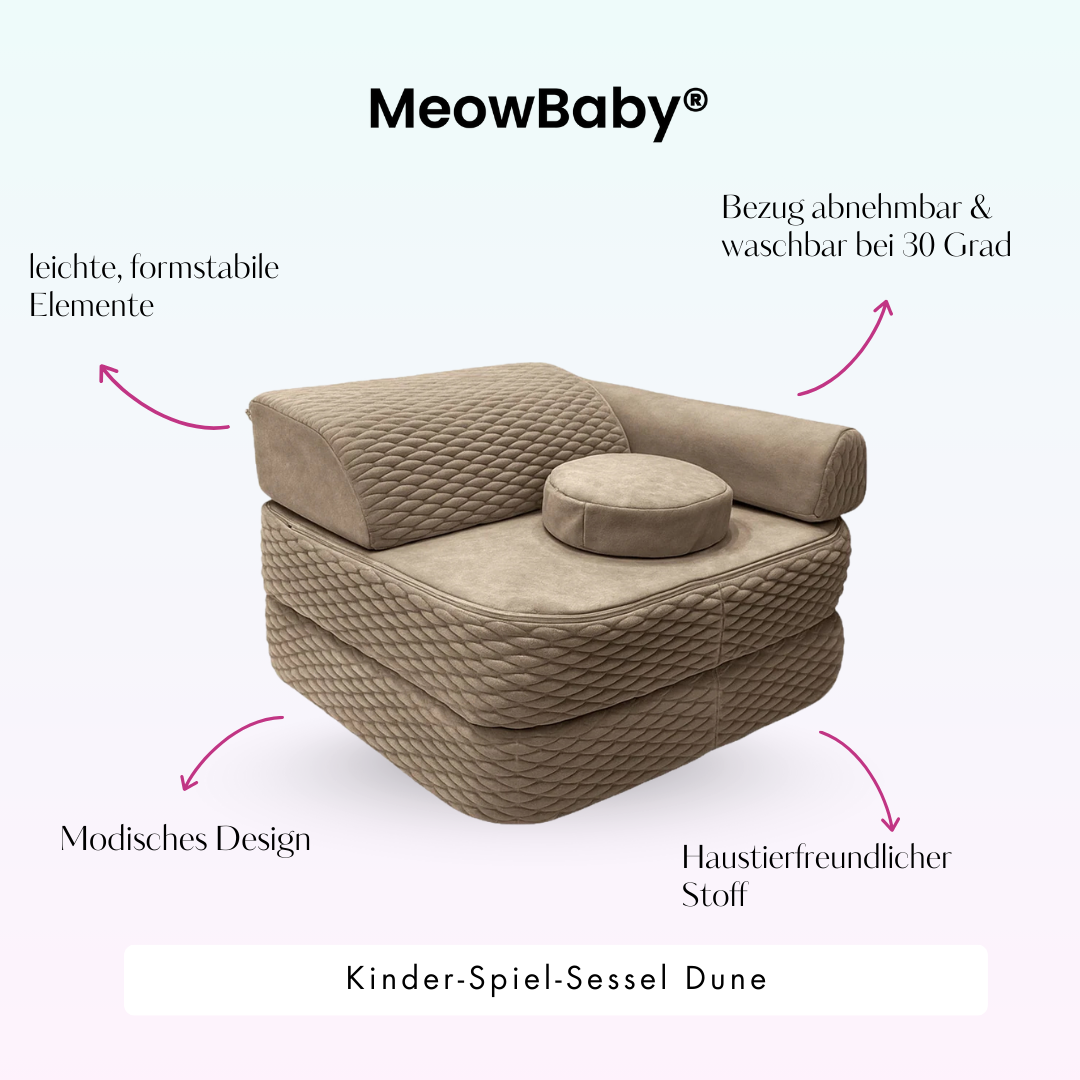 Kindersessel 3-in-1 Dune - Faltbare Kindercouch & Spielmatratze