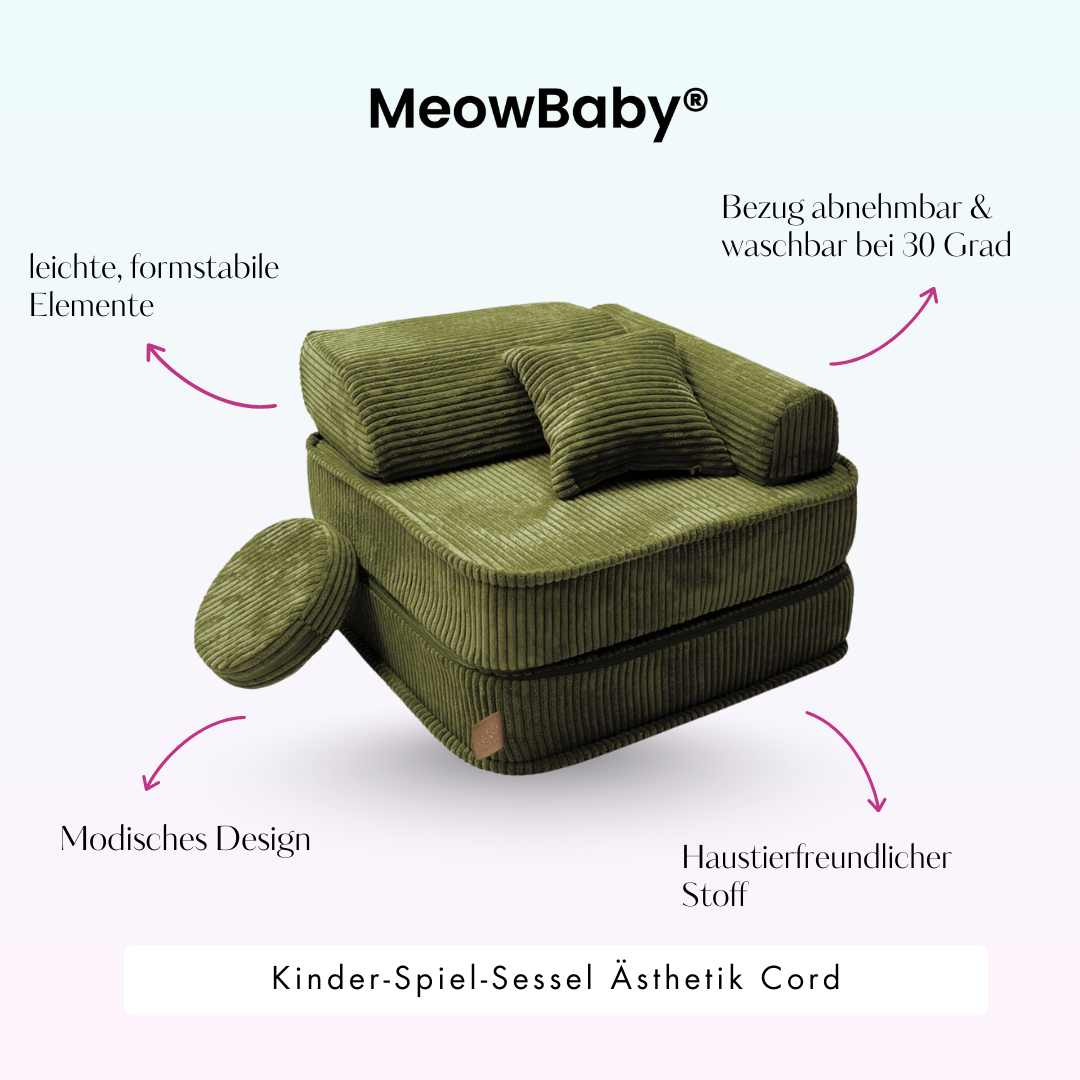 Kindersessel 3-in-1 Ästhetik Cord - Faltbare Kindercouch & Spielmatratze - Classic Cord Edition