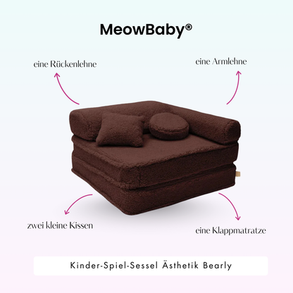 Kindersessel 3-in-1 Bearly - Faltbare Kindercouch & Spielmatratze - Soft Teddy Edition