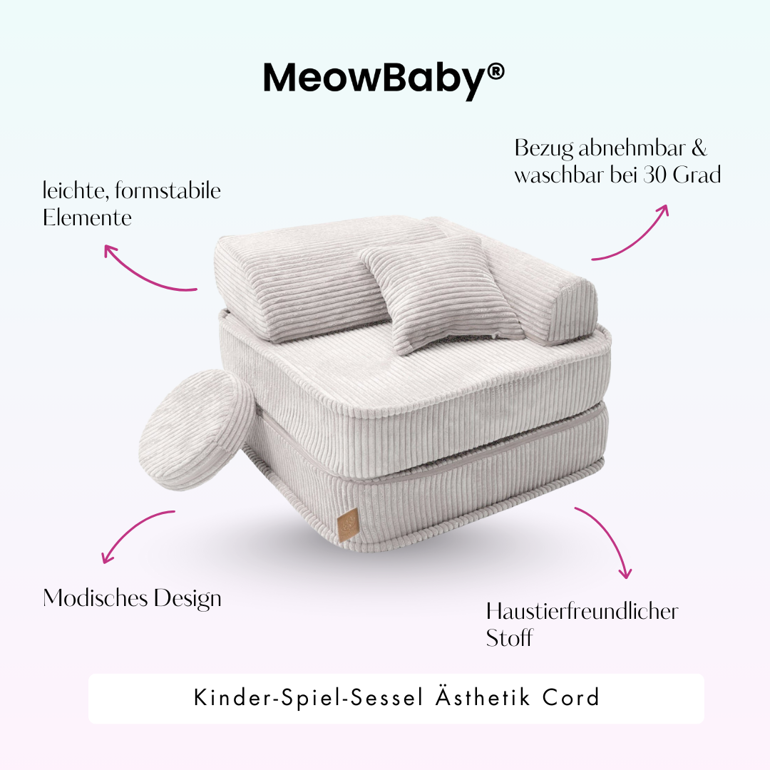 Kindersessel 3-in-1 Ästhetik Cord - Faltbare Kindercouch & Spielmatratze - Classic Cord Edition