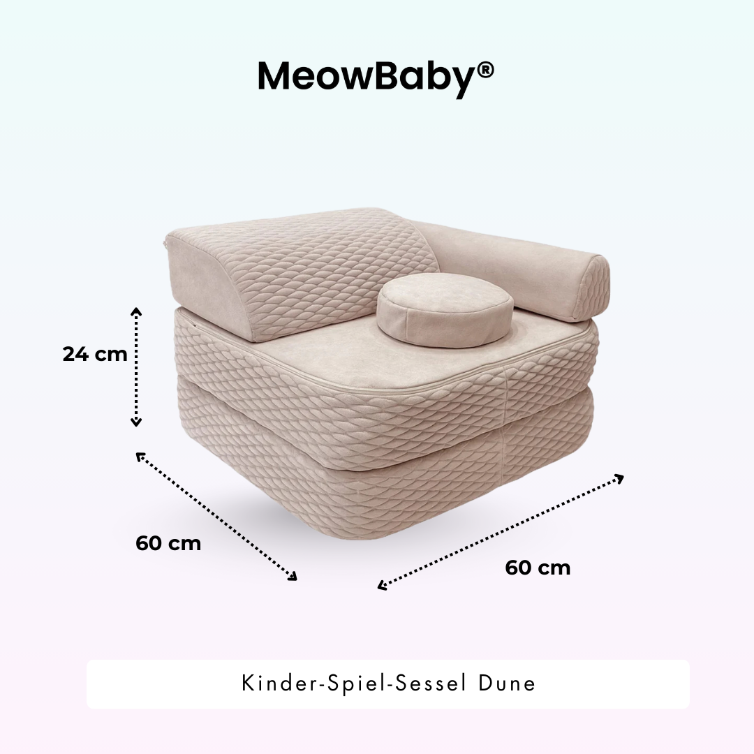 Kindersessel 3-in-1 Dune - Faltbare Kindercouch & Spielmatratze