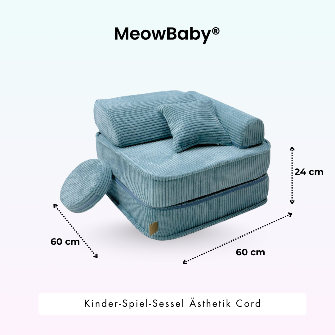Kindersessel 3-in-1 Ästhetik Cord - Faltbare Kindercouch & Spielmatratze - Classic Cord Edition