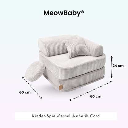 Kindersessel 3-in-1 Ästhetik Cord - Faltbare Kindercouch & Spielmatratze - Classic Cord Edition