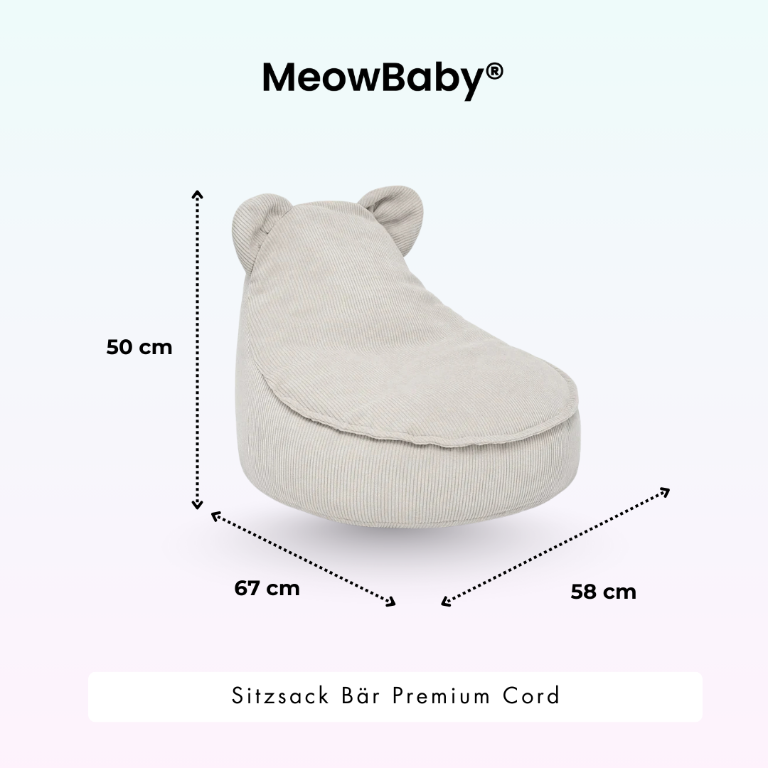 Kindersessel Bären-Sitzsack Cord Premium - Slim Cord Edition