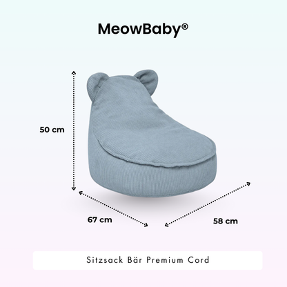 Kindersessel Bären-Sitzsack Cord Premium - Slim Cord Edition