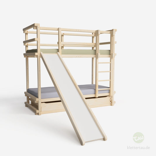 Etagenbett aus Holz mit Rutsche