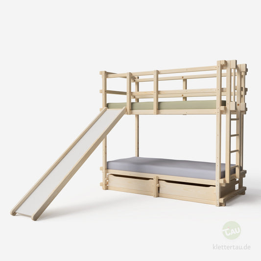 Etagenbett aus Holz mit Rutsche