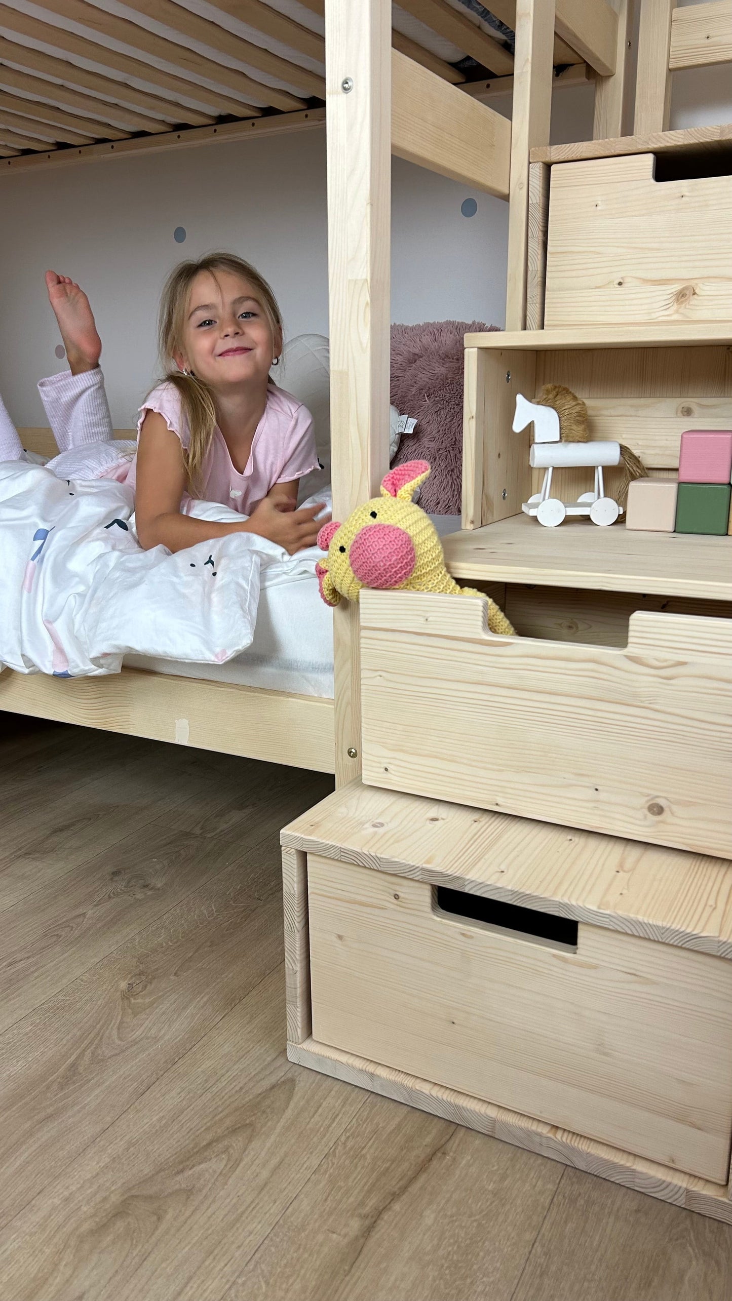 Holz Etagenbett HOLIDAY mit kurzem Dach, 90x200 cm, versch. Farben