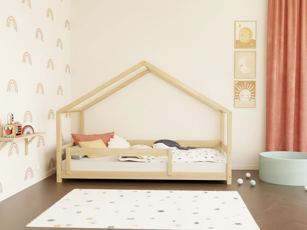 NIKA huisbed voor kinderen met valbeveiliging, verschillende maten en kleuren
