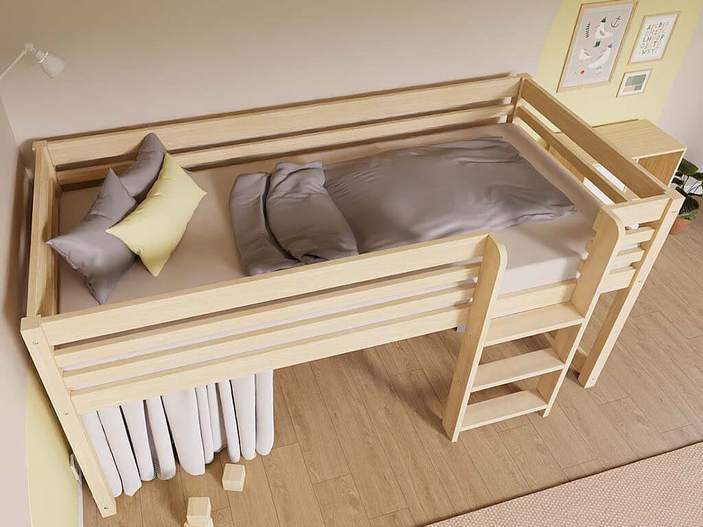 Hochbett LOFT für Kinder 90 x 200 cm