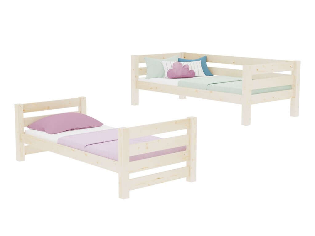Wooden house bunk bed THEA with step shelf at the front
