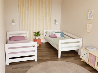 Wooden house bunk bed THEA with step shelf at the front