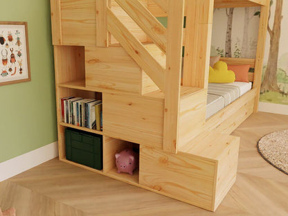 Holz Haus Etagenbett Thea mit Regal