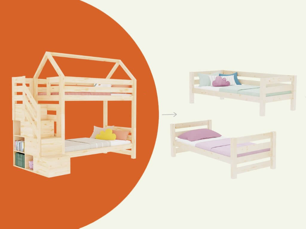 Holz Haus Etagenbett Thea mit Regal