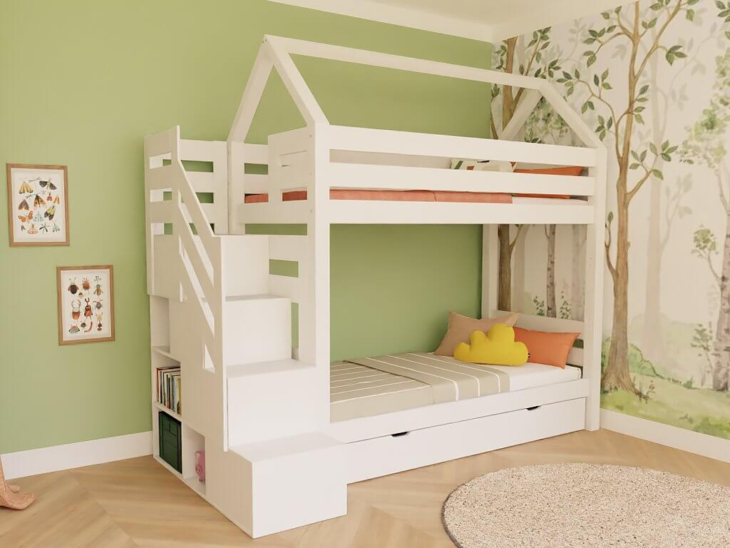 Holz Haus Etagenbett Thea mit Regal
