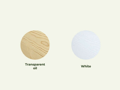 Farben des Holz Hochbetts: Transparent oil und White Finish für stilvolle Innenräume.