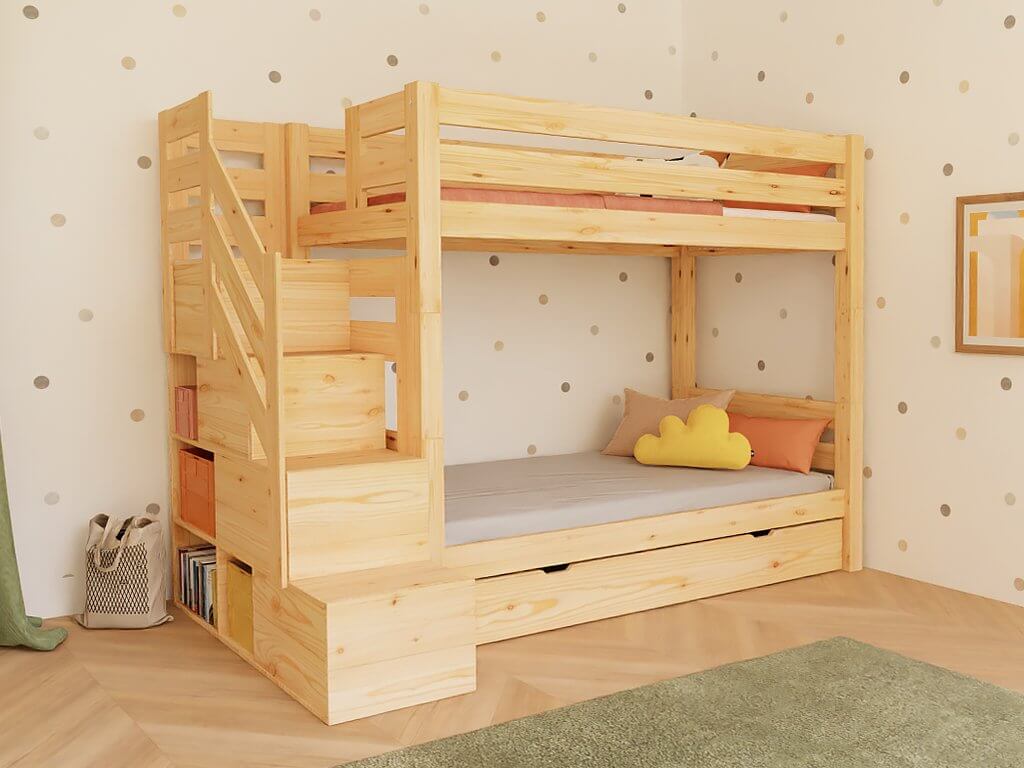 Holz Etagenbett Thea mit Regal