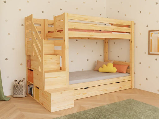Holz Etagenbett Thea mit Regal